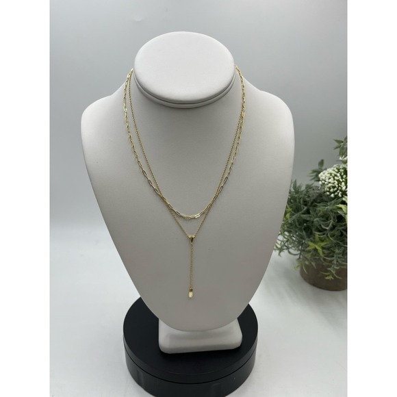 Kendra Scott Jaimee Gold Plated Over Brass Double Strand Chain Y Necklace - Picture 1 of 10